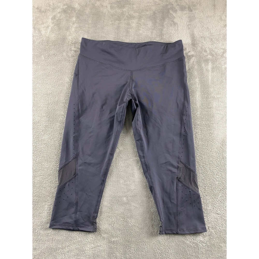 Champion Duo Dry Womens XXL Gray Mesh Laser Cut Capri Athletic Leggings Pants
